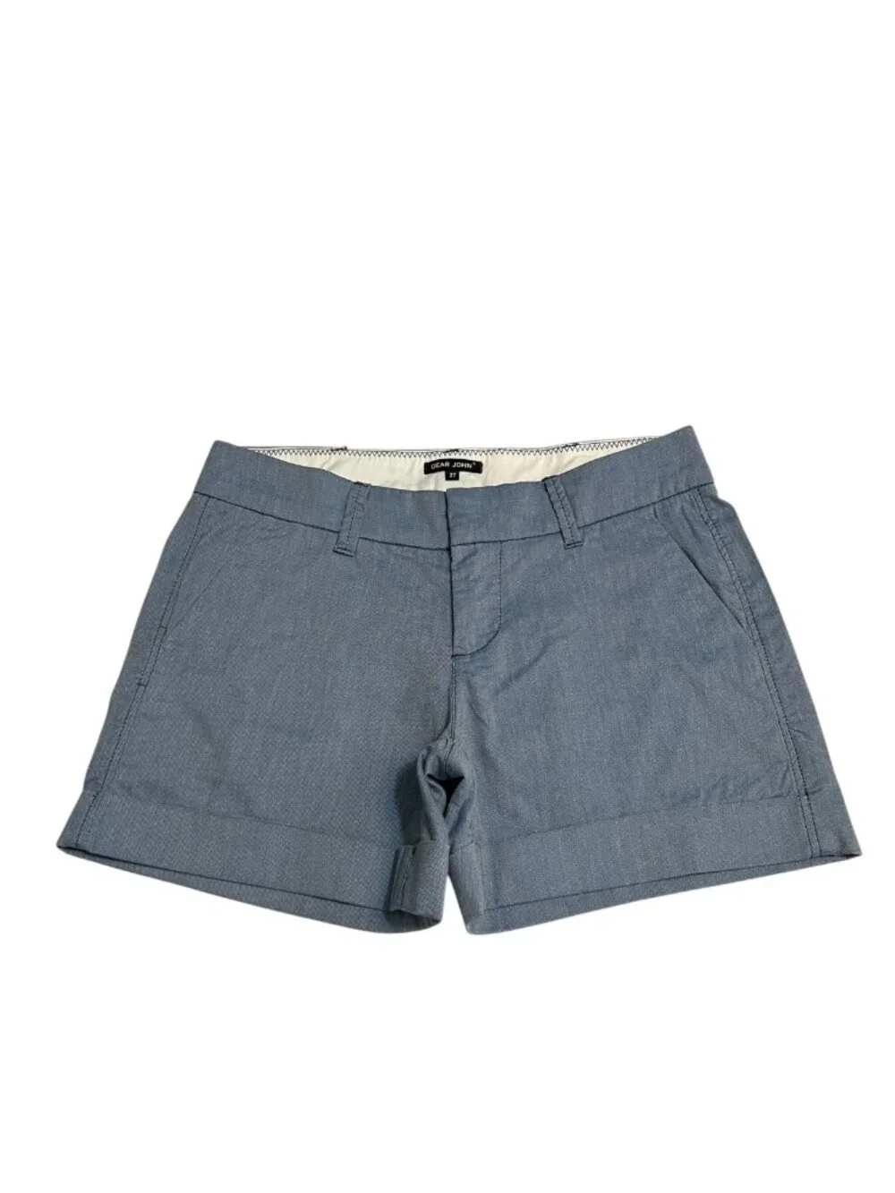Dear John Denim Shorts Womens 27 Sea Blue Chambray Cuffed Casual Summer